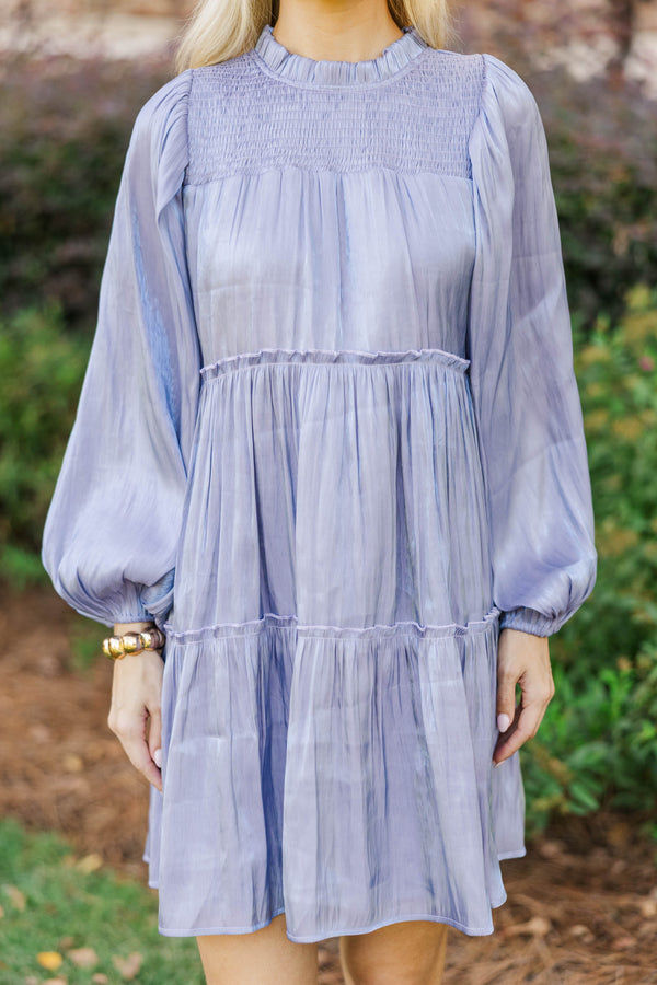 Be Your Best Periwinkle Taffeta Dress