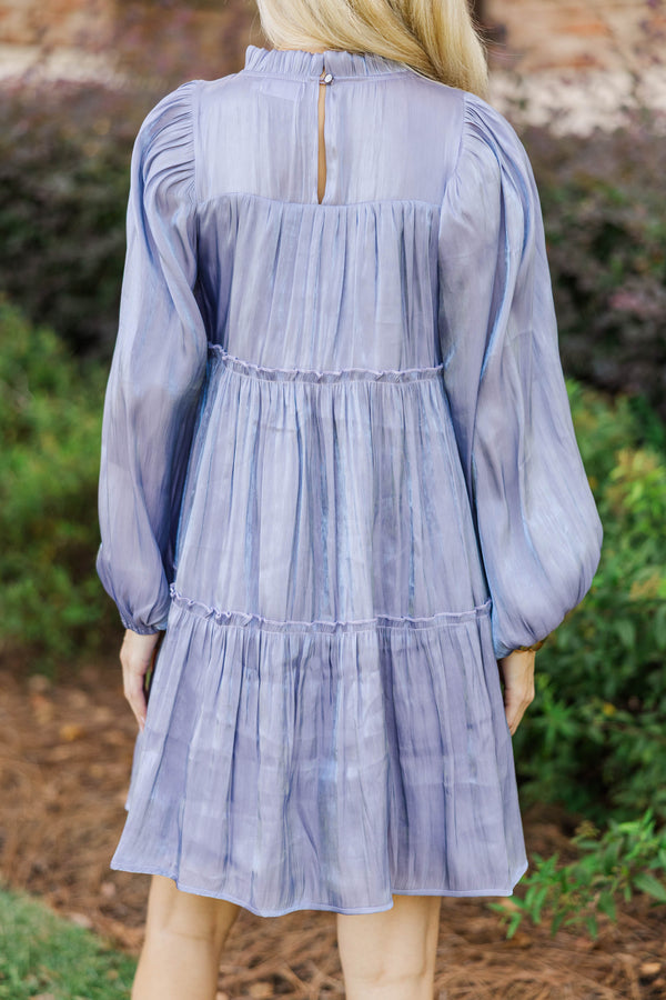 Be Your Best Periwinkle Taffeta Dress