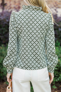 Time And Again Olive Quilted Blouse