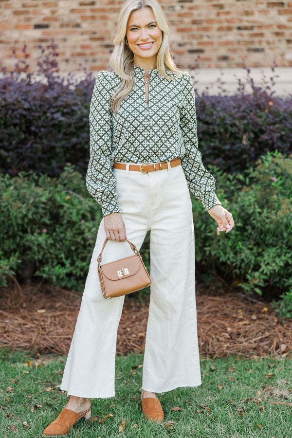 Time And Again Olive Quilted Blouse