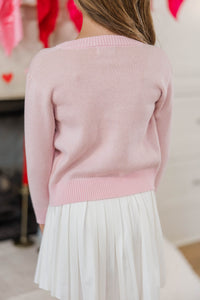 Girls: The Ansley Pink Bear Sweater