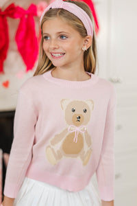 Girls: The Ansley Pink Bear Sweater
