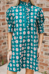 Woven Light Teal Medallion Shift Dress
