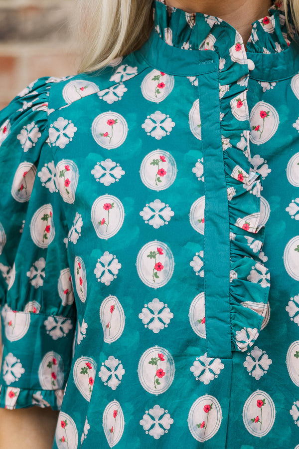 Woven Light Teal Medallion Shift Dress