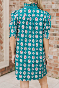 Woven Light Teal Medallion Shift Dress