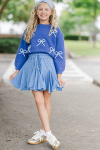 Girls: The Alyson Blue Bow Sweater