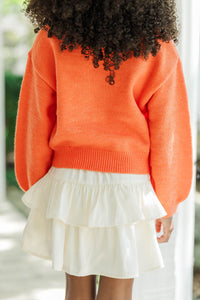 Girls: The Alyson Orange Bow Sweater