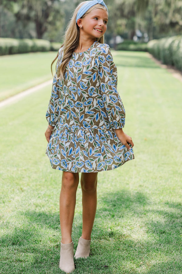 Girls: The Kristy Brown Floral Drop Waist Dress