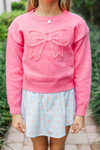 Girls: With Love Pink Bow Sweater