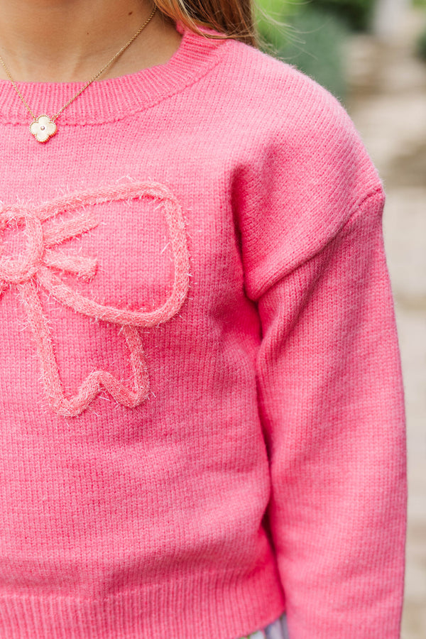 Girls: With Love Pink Bow Sweater