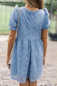 Girls: The Eloise Blue Embroidered Dress