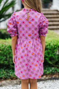 Girls: In Wonderland Plum Harvest Print Babydoll Dress