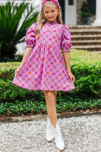 Girls: In Wonderland Plum Harvest Print Babydoll Dress