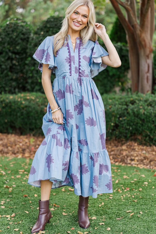 Showing You My Best Plum Floral Midi Dress