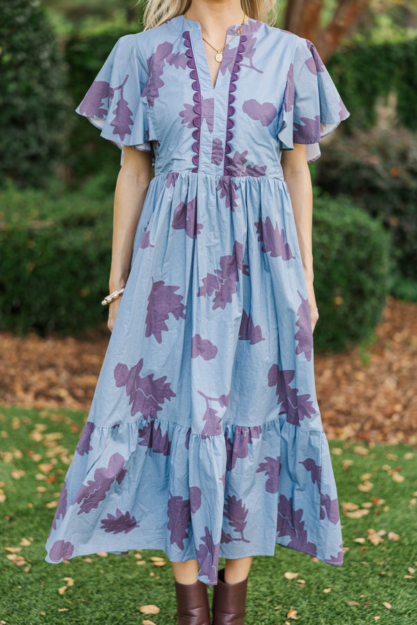 Showing You My Best Plum Floral Midi Dress