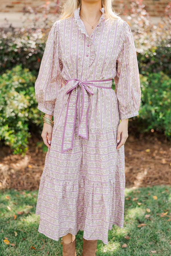 Hold On To Your Dreams Purple Floral Midi Dress