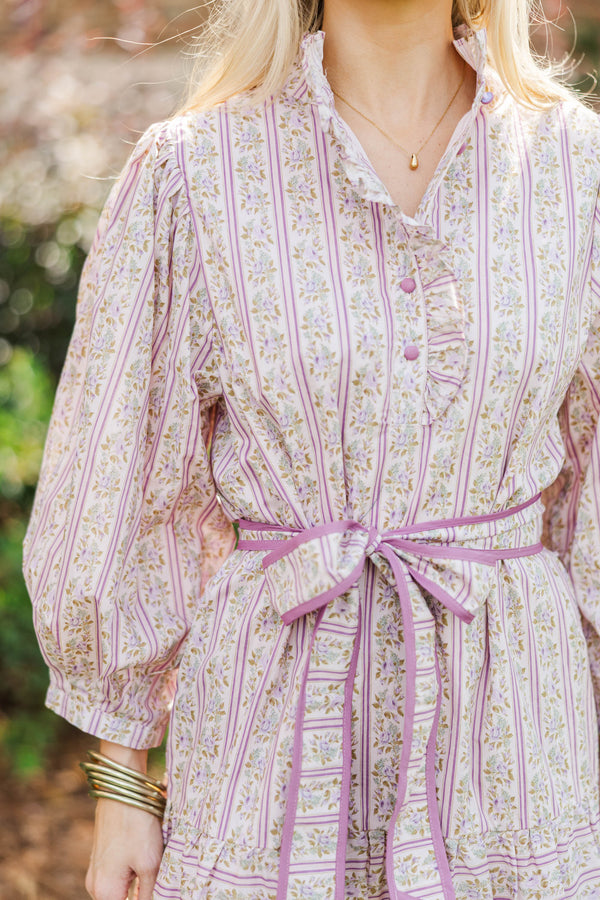 Hold On To Your Dreams Purple Floral Midi Dress