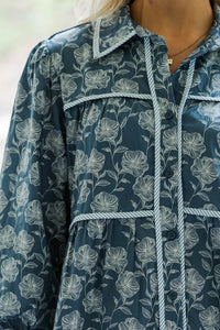 On Your Way Navy Floral Tiered Dress