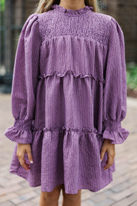 Girls: All About It Plum Striped Babydoll Dress