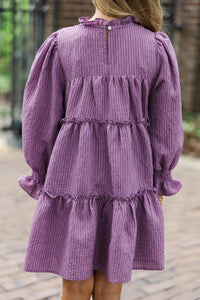 Girls: All About It Plum Striped Babydoll Dress