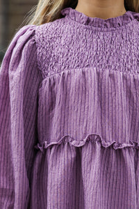 Girls: All About It Plum Striped Babydoll Dress