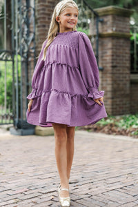 Girls: All About It Plum Striped Babydoll Dress