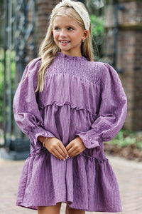 Girls: All About It Plum Striped Babydoll Dress