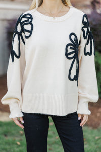 Best Start To The Day Cream Bow Sweater
