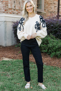 Best Start To The Day Cream Bow Sweater