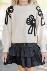 Girls: Best Start To The Day Cream Bow Sweater