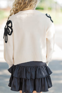 Girls: Best Start To The Day Cream Bow Sweater