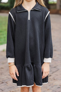 Girls: Kind To Me Black Textured Dress
