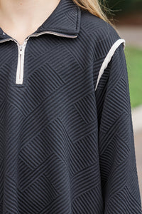 Girls: Kind To Me Black Textured Dress