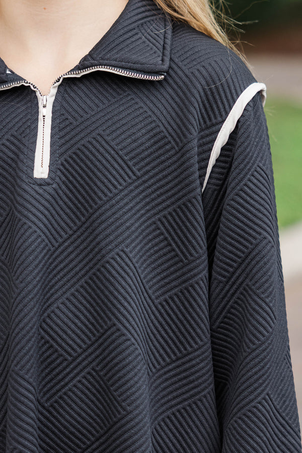 Girls: Kind To Me Black Textured Dress