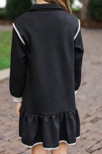 Girls: Kind To Me Black Textured Dress