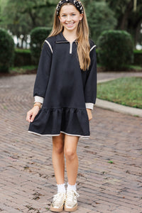 Girls: Kind To Me Black Textured Dress