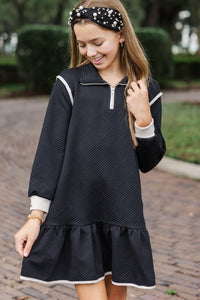 Girls: Kind To Me Black Textured Dress