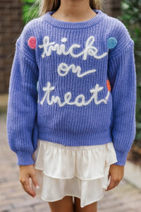 Girls: Lavender Trick Or Treat Sweater