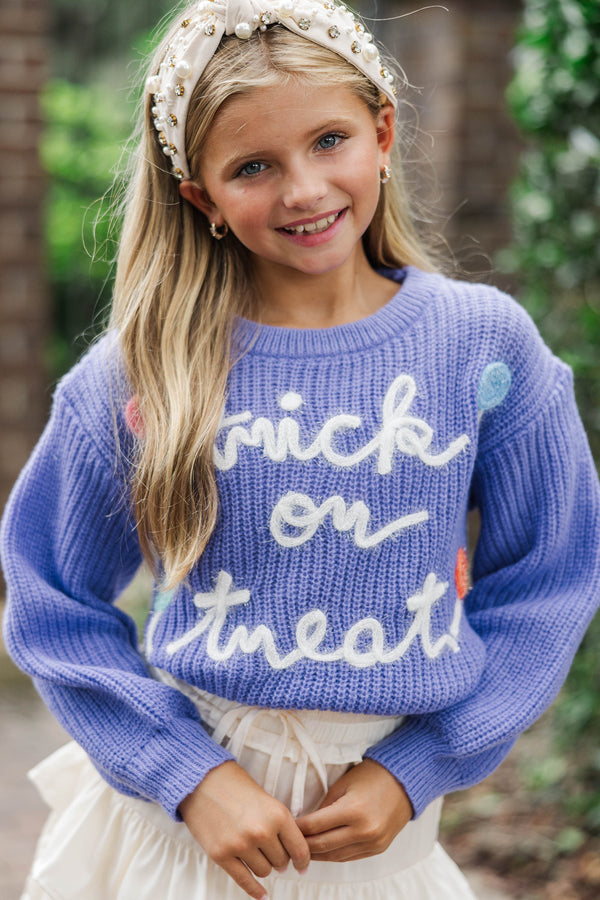 Girls: Lavender Trick Or Treat Sweater