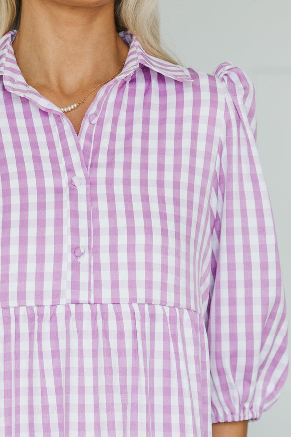 Nursing Collection: Love Found Purple Gingham Tiered Midi Dress, Small - The Mint Julep Boutique | Women's Boutique Clothing Nursing Collection: Love Found Purple Gingham Tiered Midi Dress, Small - The Mint Julep Boutique | Women's Boutique Clothing