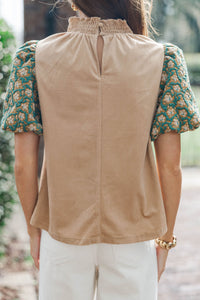 A Little Statement Teal Floral Courdory Blouse