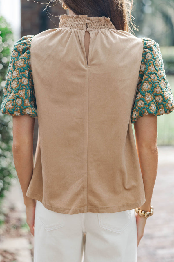 A Little Statement Teal Floral Courdory Blouse