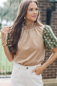 A Little Statement Teal Floral Courdory Blouse