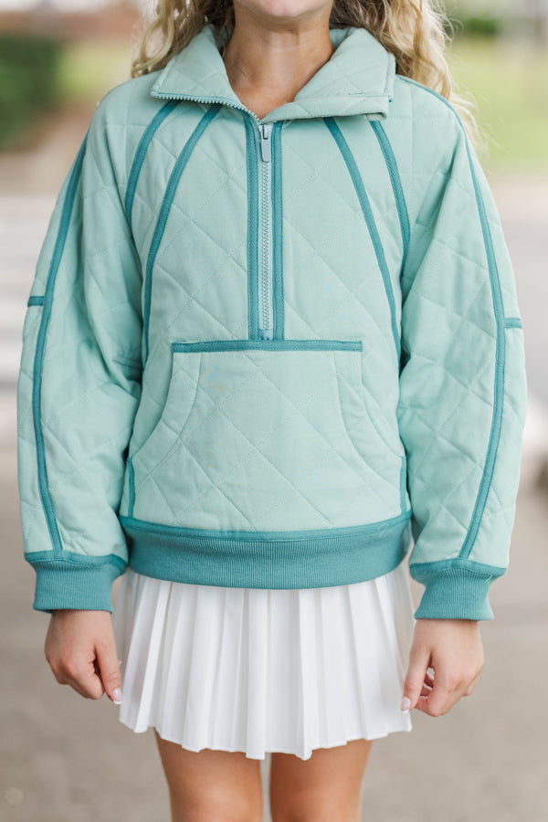 Girls: Always Direct Mint Quilted Pullover