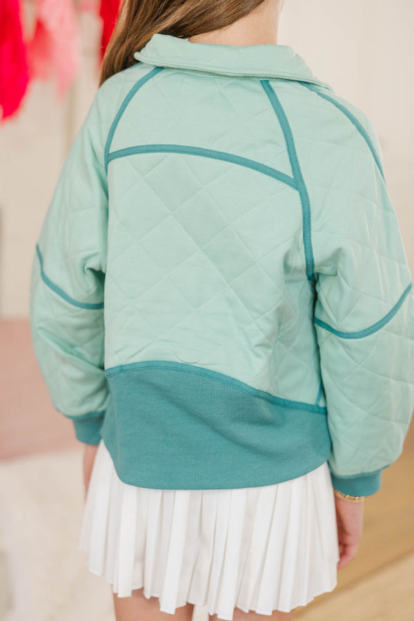 Girls: Always Direct Mint Quilted Pullover