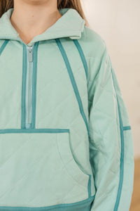 Girls: Always Direct Mint Quilted Pullover