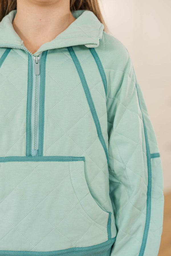 Girls: Always Direct Mint Quilted Pullover