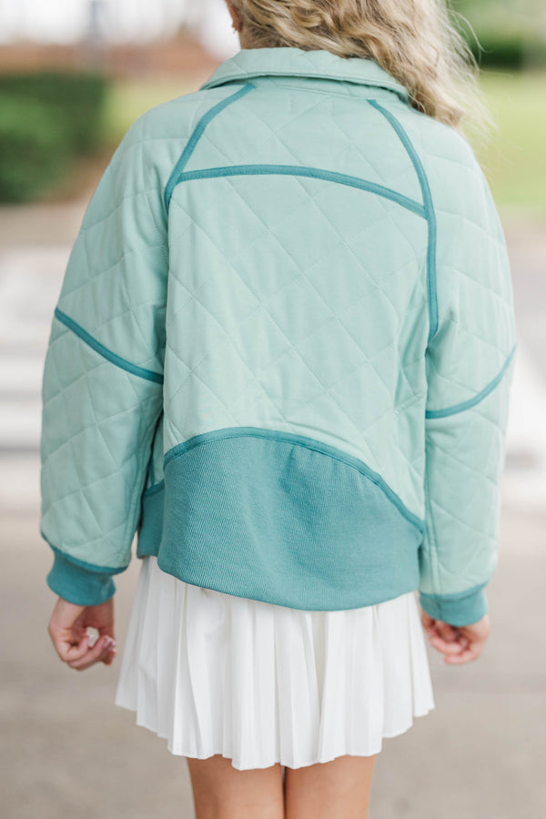 Girls: Always Direct Mint Quilted Pullover