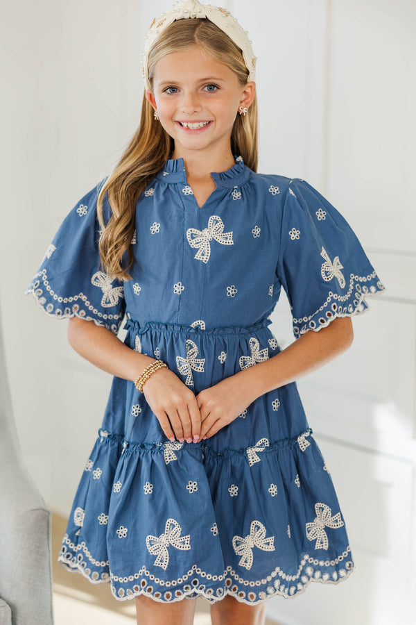 Girls: The Stephanie Blue Eyelet Dress