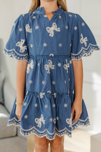 Girls: The Stephanie Blue Eyelet Dress